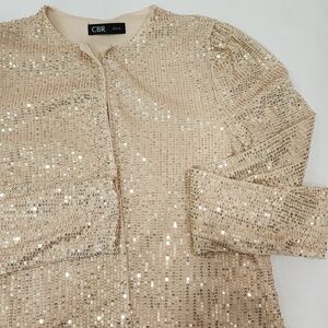 CBR Gold Sequin Knit Wrap Cardigan XL